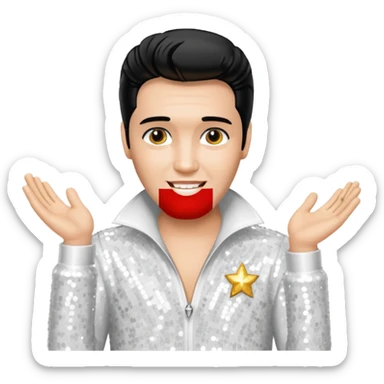 Elvis Presley with white sequin outfit sticker