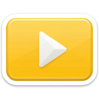 single yellow rectangular play button (video symbol), centered white play icon inside, flat vector style, clean minimal design, isolated on white background, no text, no watermark --ar 16:9 --v 6
 sticker