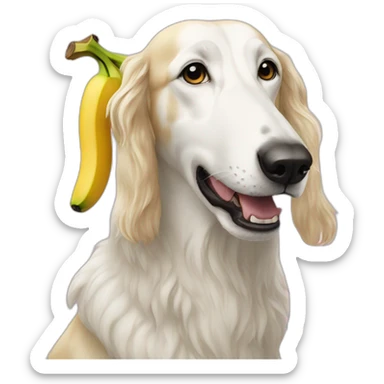Borzoi eating a banana  sticker
