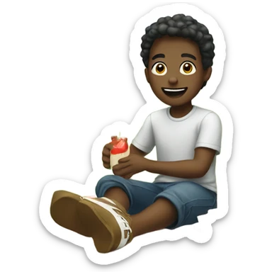 boys enjoying picnic outdoors sticker