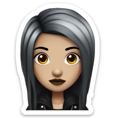 goth girl with black hair and red dyed roots-piercings and tattoos  sticker