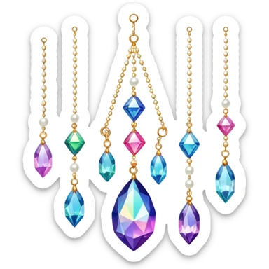 Iridescent big giant glistening glossy sparkly shiny glittery hanging crystals pearls and beads and gemstones decorations sticker