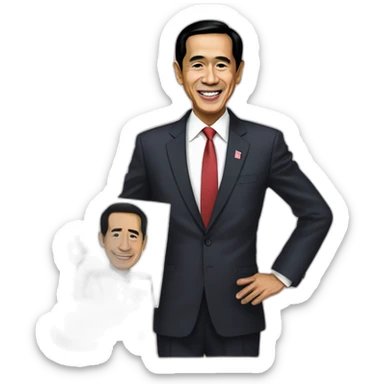 President Jokowi holding anime madoka sticker