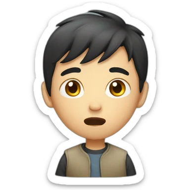 confused asian boy sticker