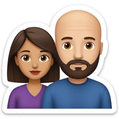 Man beard bald white woman medium hair brown latina sticker