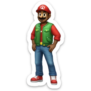 Mario with a streetwear outfit  sticker