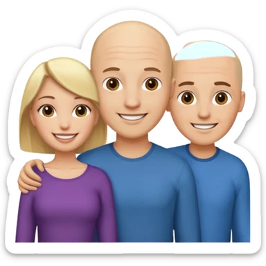 throuple blonde brunette females bald male sticker