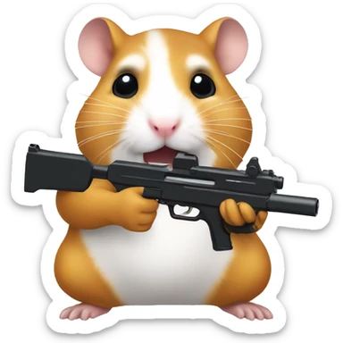 hamster with gun sticker