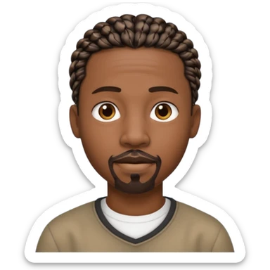 Hazme un emoji de un hombre negro con trenzas cortas, pero no tanto y una pequeña perilla sin bigote sticker