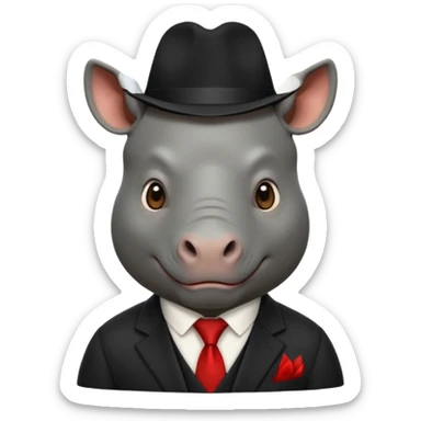 black suited rhino with fes hat sticker