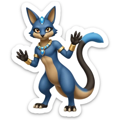 Lucario-Bastet-Fakémon-hybrid-creature (full body)  sticker