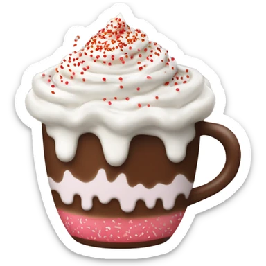 Coffee mug of hot chocolate with whipped cream and red sprinkles  sticker