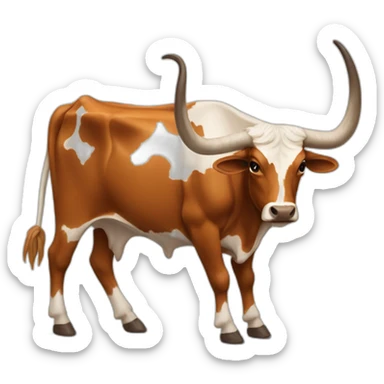 texas Longhorn, ridiculously long horns, full body, not skinny sticker