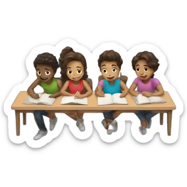 multiple friends studying sticker