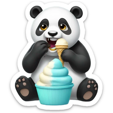 Panda eating ice cream sticker
