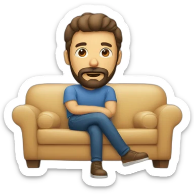 Hombre barba sentado en sofá sticker