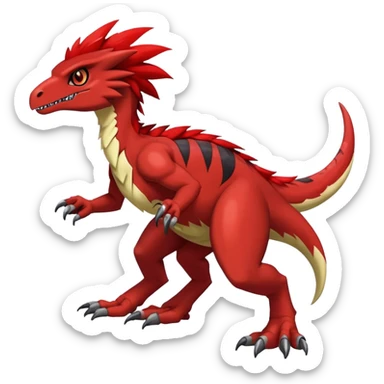Dark Furry feather-mane Cool Edgy shiny Digimon-Fakemon-Guilmon-Velociraptor-Dinosaur-Drake full body    sticker