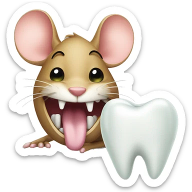 a mouse next to a tooth sticker