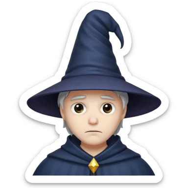 Sad face, wizard hat, dark style sticker
