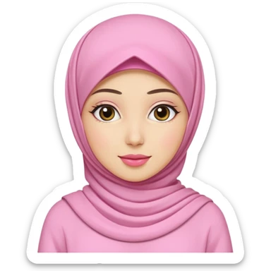 wanita hijab pink baju putih lagi skincare sticker
