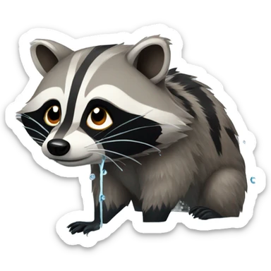 Raccoon soaked in water sticker