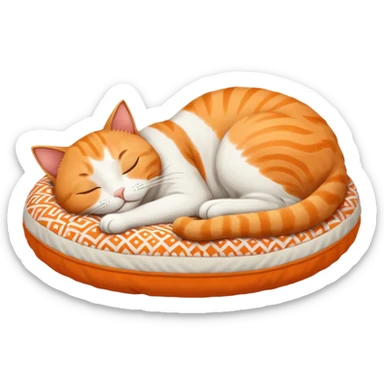 a lazy cat sleeping on a cusion sticker