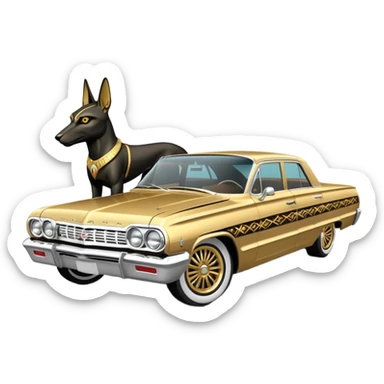 1964 impala low rider four door Anubis  sticker