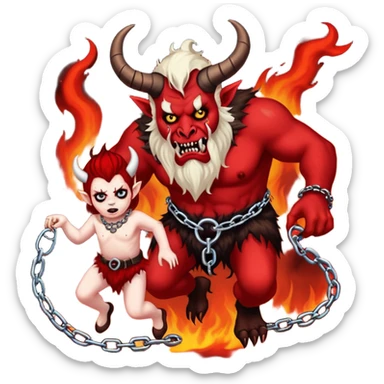 krampus dragging a kid to hell sticker