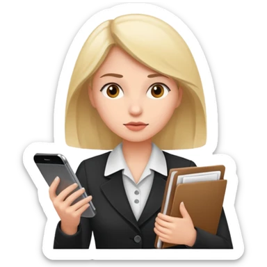 same woman but leaving documents to phone sticker