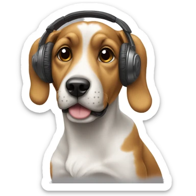 Dog with headphones on sticker