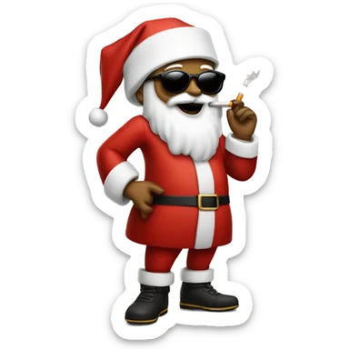 "Fashionable Santa with sunglasses and a cigarette in his mouth and microphone in other hand" sticker