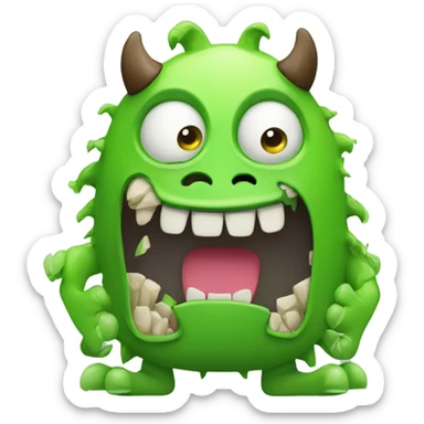 a funny moster in green colours with an open mouth as if he is fed by different documents such as word, excel, pdf, pptx sticker