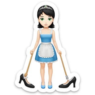 King, black hair, body, legst, blue eyes, shoes, maid blonde hair, green eyes, sexy short sleveless White dress, shoes sticker