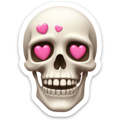 Skeleton head with pink hearts  sticker