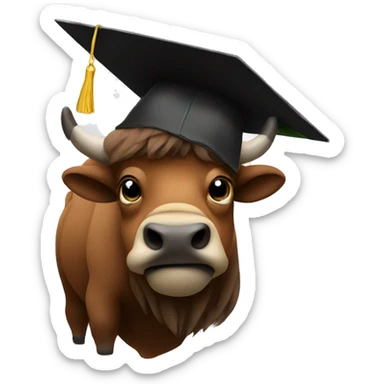 bison in graduation cap sticker
