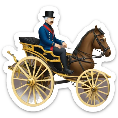 a man sits in a horse-drawn carriage from Russia in the 19th century sticker