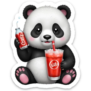 Panda whit a soda called soda pop sticker