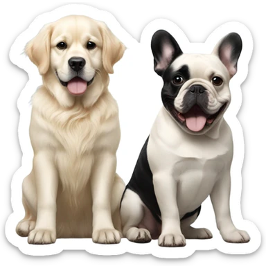 English cream golden retriever and an oreo colored frenchie as best friends sticker