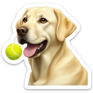Yellow lab with tennis ball sticker