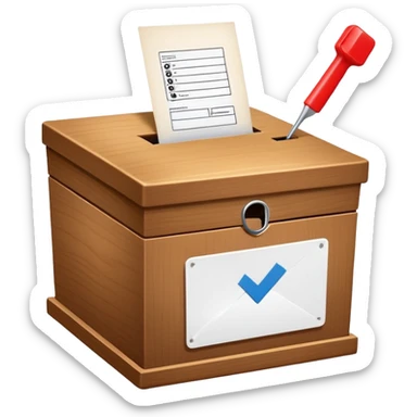 ballot box with voting slip being inserted sticker