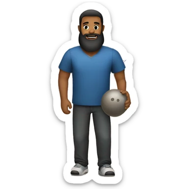 Rotund Bearded man bowling, dark beard  sticker