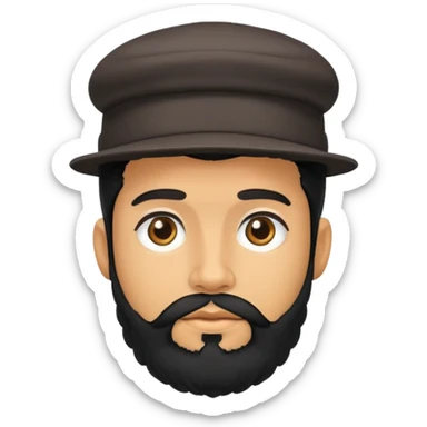 Man with hat, black puffy hair and a shaved beard  sticker