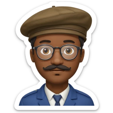 A black man with a mustache, wearing glasses, and a beret tilted to the right. sticker