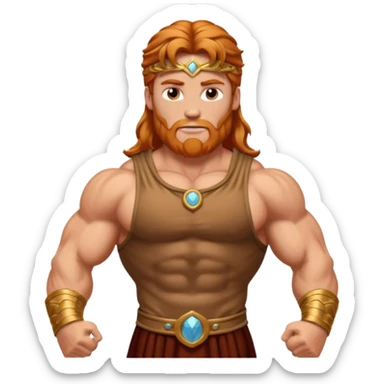 Hercules, God of Strength from Gods and Goddesses with long reddish blonde hair, bronze outfit sticker