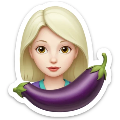 Naked butt woman with eggplant inside sticker