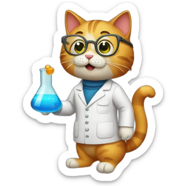 Cat doing chemistry sticker