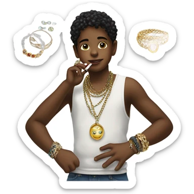 smoking boy with jewelry sticker