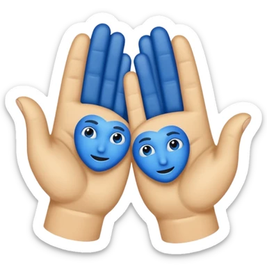 Dos manitas azules diagonales en forma de reverencia sticker