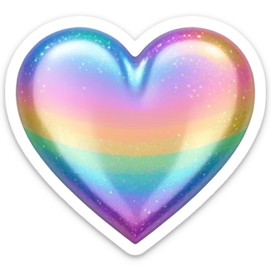 glitter heart with pastel rainbow colors sticker