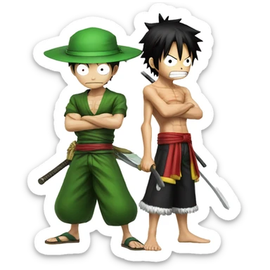 luffy vs zoro sticker